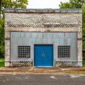 Blue and White Rock Building